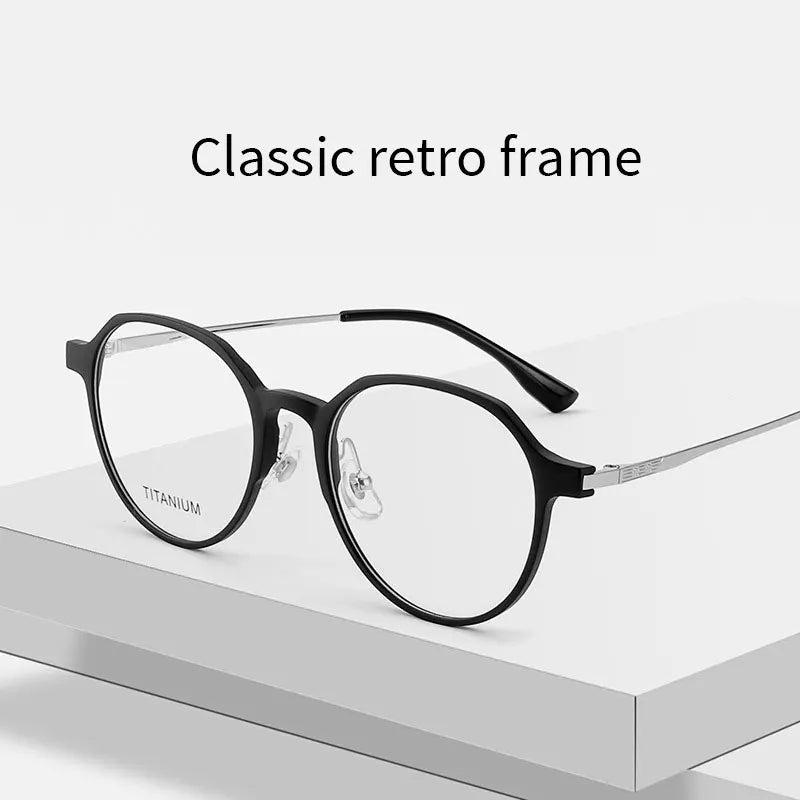 MOMOJA Fashion TR90 Polarized Magnetic Clip-on Glasses Retro Round Optical Prescription Eyeglasses Frames for Men and Women 8507