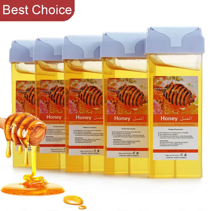 Painless Roll-On Wax Depilatory Honey & Aloe Vera Wax Cartridge for Bikini And Body Hair Removal Compatible with Wax Warmers