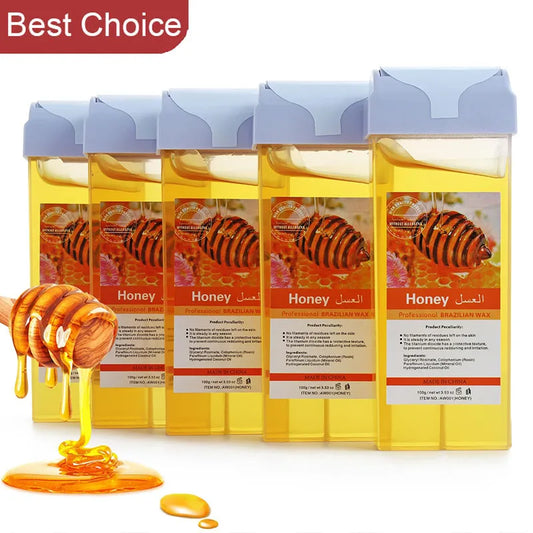 Painless Roll-On Wax Depilatory Honey & Aloe Vera Wax Cartridge for Bikini And Body Hair Removal Compatible with Wax Warmers