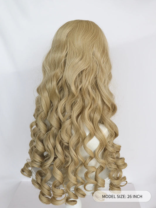 Synthetic 26inch Princess Curly Wavy Long Brown Sleeping Beauty Aurora Cosplay Wig for Halloween Christmas School Thanksgiving