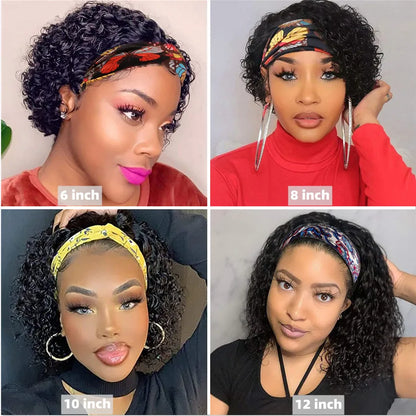 Short Headband Wigs Human Hair Malaysian Kinky Curly Human Hair Wigs Full Machine Headband Wigs For Women Curly Hair Wig