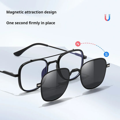 COHK Metal 3 In 1 New Style Folding Magnet Clip On Glasses Frame Trend Polarized Sunglasses Men Optical Computer Eyewear UV400