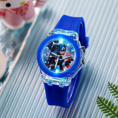 Disney Mickey Children Watches Girls Color Light Source Silicone Princess Elsa Kids Watch Boys Gift Wrist Clock