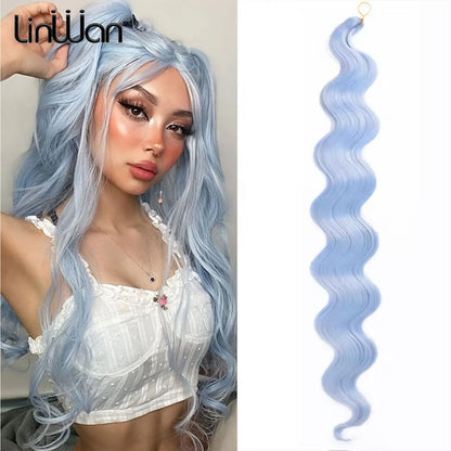 Long Deep Wave Braiding Hair 28 Inch Ocean Wave Crochet Hair Synthetic Deep Curly Crochet Hair Extensions For Black Women