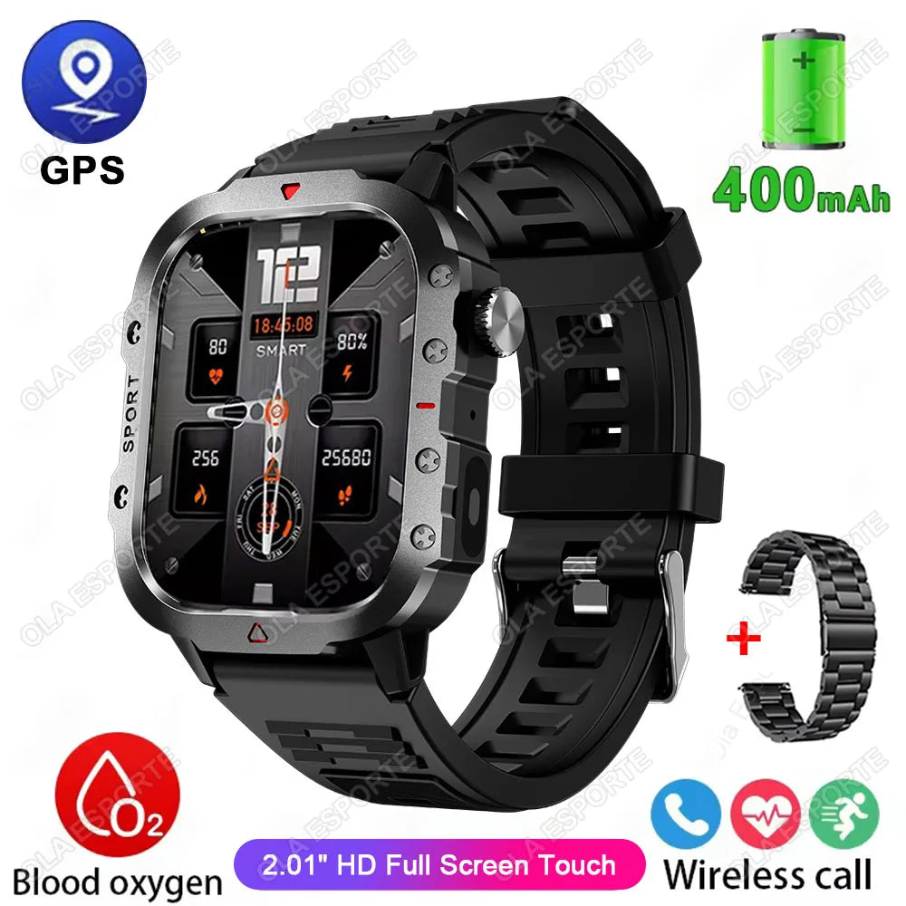 New Military GPS Smart Watch Men Flashlight Waterproof Outdoor Sport Tracker Bluetooth Call Smartwatch Man Women For Android IOS