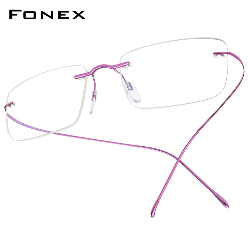 FONEX B Titanium Glasses Frame Men New Brand Design Rimless Square Eyeglasses Frameless Women Ultralight Japanese Eyewear 85634
