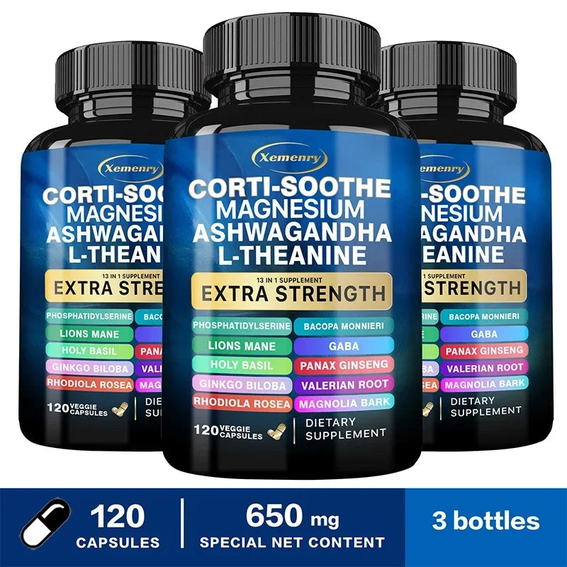 Corti-Soothe Cortisol with Magnesium, Ashwagandha, L-Theanine - Helps Lower Cortisol, Stabilize Mood and Promote Relaxation
