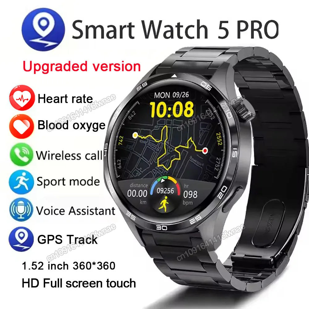 Watch 5 Pro AMOLED Screen Smart Watch Gift Sports Watches Men Women Bluetooth Phone Call Smartwatch Fitness WristWatch GPS Band