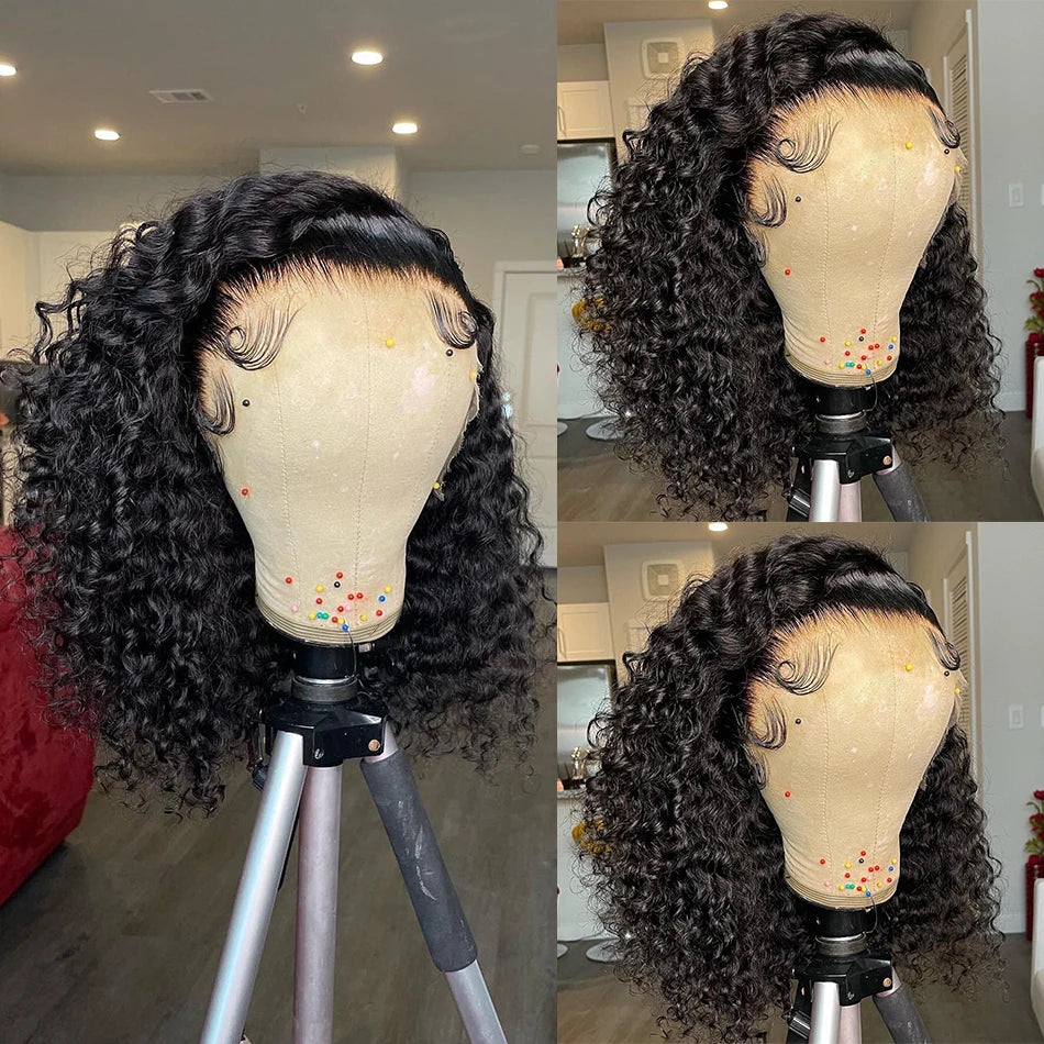 Mongolian Kinky Curly Wig Human Hair 13x4 Curly Lace Front Human Hair Wigs Glueless Deep Curly Lace Closure Wig For Women 180%