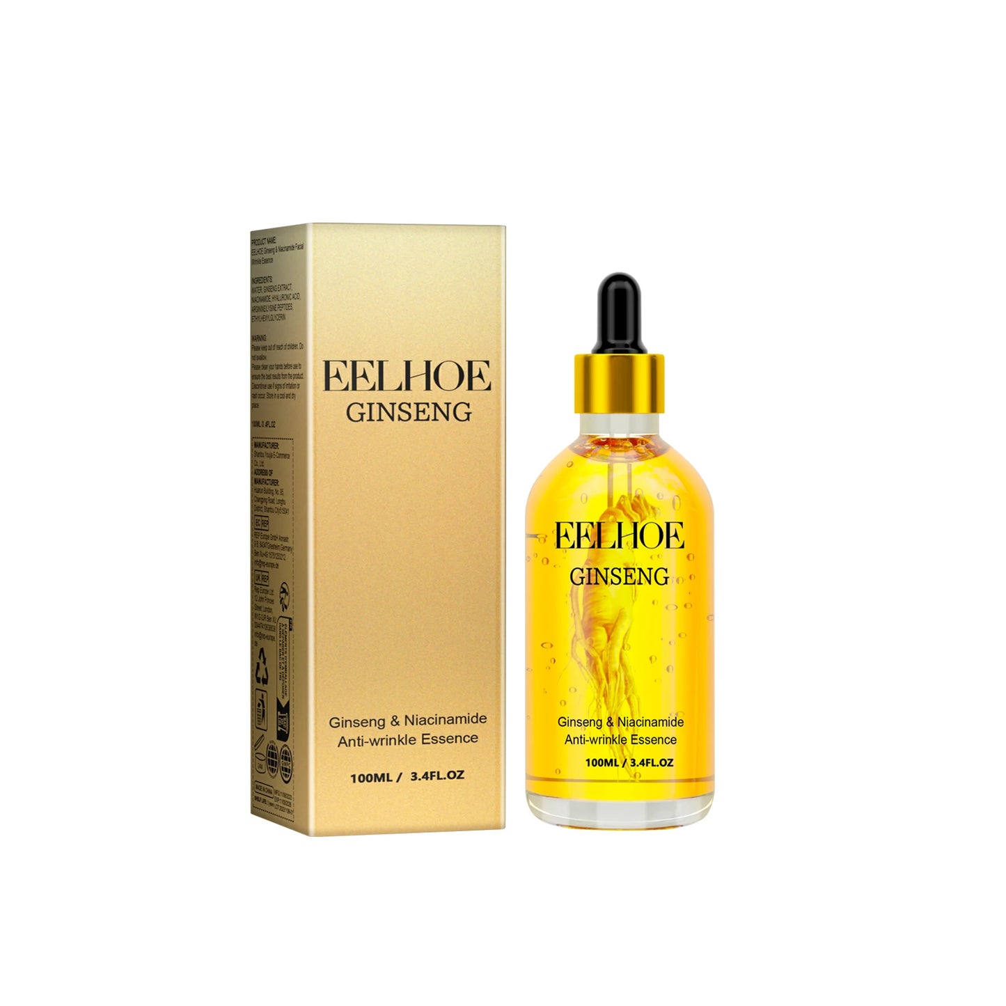 EELHOE 100ml Ginseng Face Essence - Hydrating, Moisturizing, and Easily Absorbed for a Refreshing and Supple Skin