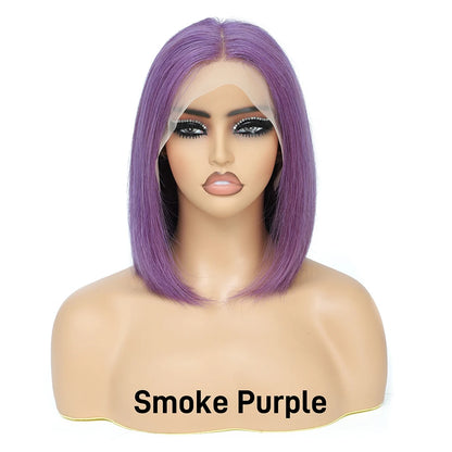 Red Short Bob Wig Human Hair HD Lace Front Wigs Straight 13X4 Blonde 613 Highlight Pink Colored Blunt Cut Lace Frontal Wig 13x6