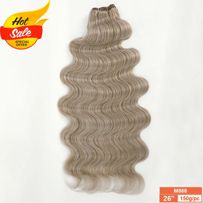 Magicae Dark Brown Brazilian Body Wave Bundles Colored Natural Synthetic Hair Extension High Temperature Brown 26" 30" Thick