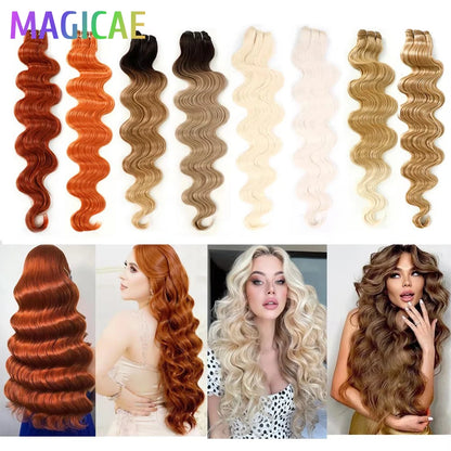 30Inches Red Burgundy High Temperature Soft Sliver White 613 Natural Fiber Hair Extensions GREY Bio Body Wave Hair Weave Bundles
