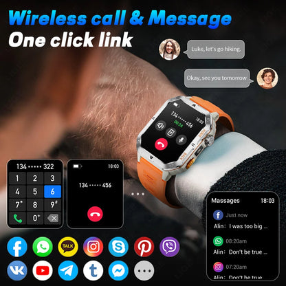 LIGE Fashion 1000mAh Big Battery Smart Watch Men 2.01” HD Screen Bluetooth Call 3ATM Waterproof Sports Health Monitor Smartwatch