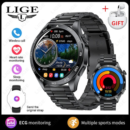 LIGE 2025 ECG AI Healthy Diagnose Smart Watch Men Women Heart Rate Blood Pressure Health Tracker Smartwatches For Xiaomi HUAWEI