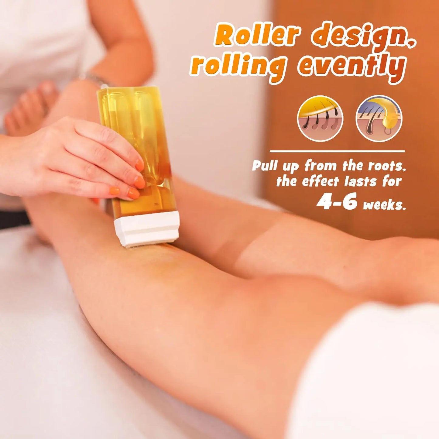 Painless Roll-On Wax Depilatory Honey & Aloe Vera Wax Cartridge for Bikini And Body Hair Removal Compatible with Wax Warmers