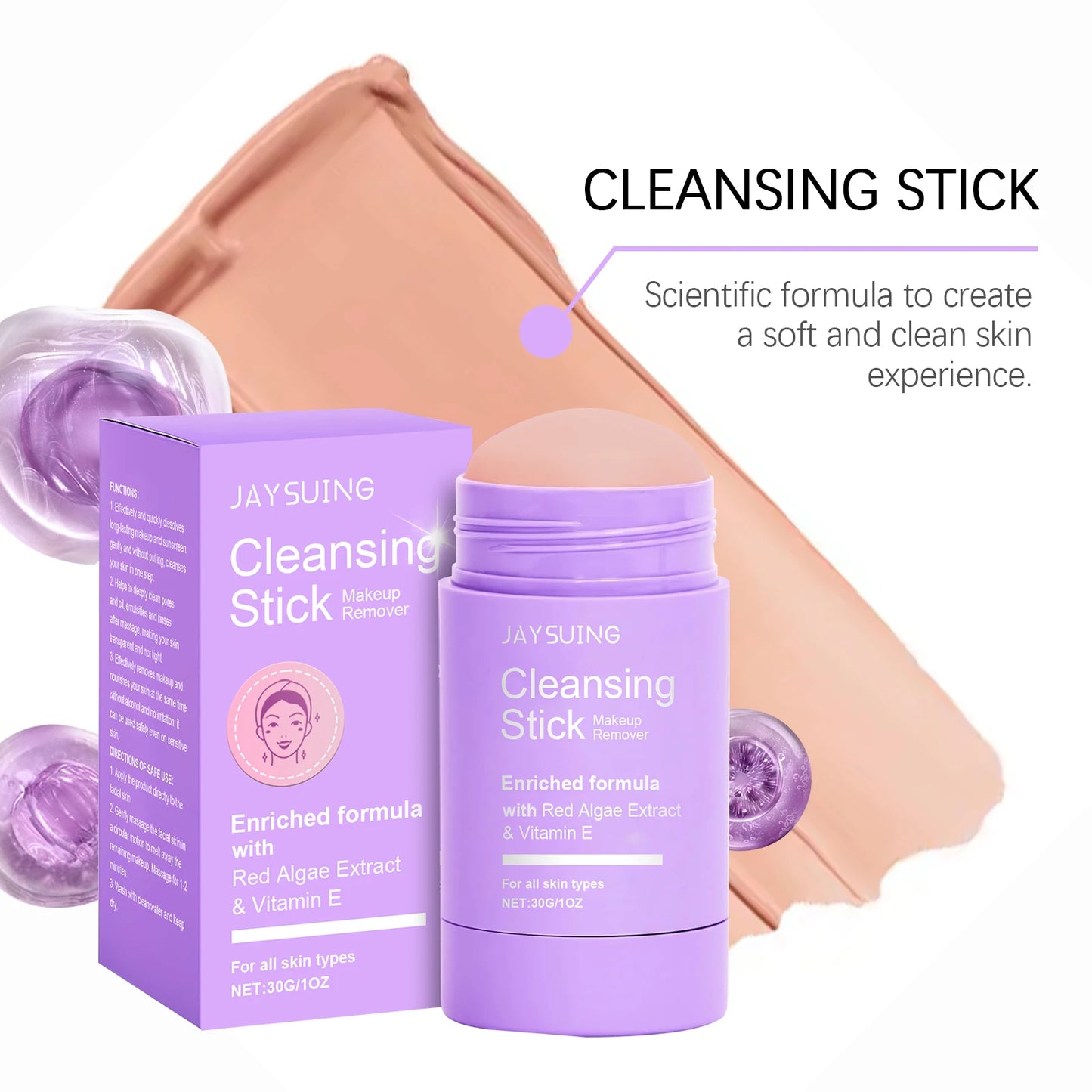 Makeup Remover Stick Cleansing Balm Gentle Lip Eye Makeup Travel Removes Pore Control Nourish Skin Refreshing Facial Cleanser