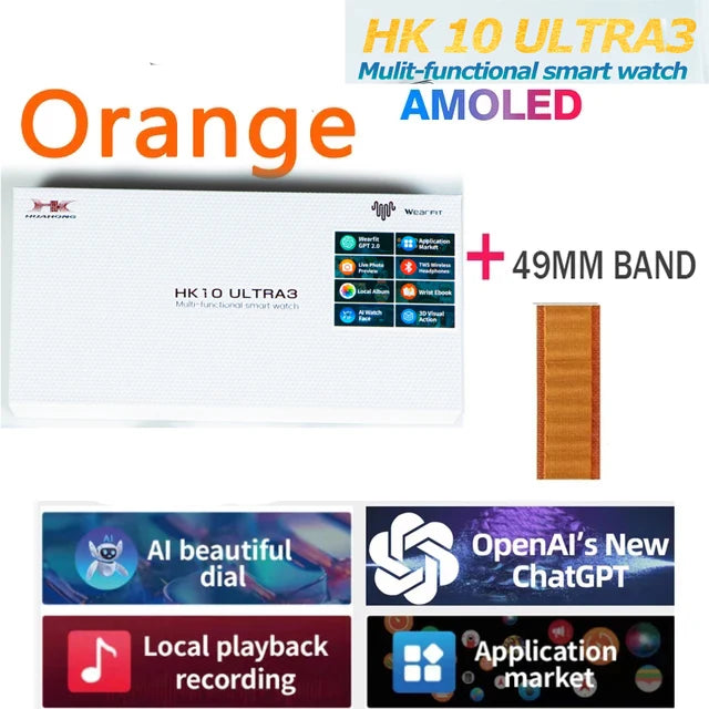 New Origina HK10 ULTRA 3 Smartwatch Men 4G ROM ChatGPT NFC Compass HK9 ULTRA2 MAX Upgrade Watches Sports BT Call Smart Watch Men