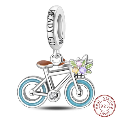 925 Sterling Silver Blue Purple Butterfly Perfume Bottle Starry Sky Hot Air Balloon Charms Beads Fit DIY S925 Bracelets Jewelry