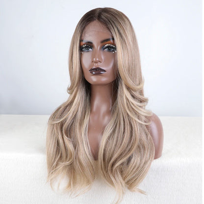 FASHION IDOL 24 inch Lace Front Wigs For Women Synthetic Wigs With Baby Hair Wigs Ombre Brown Blonde Straight Lace Wigs Cosplay