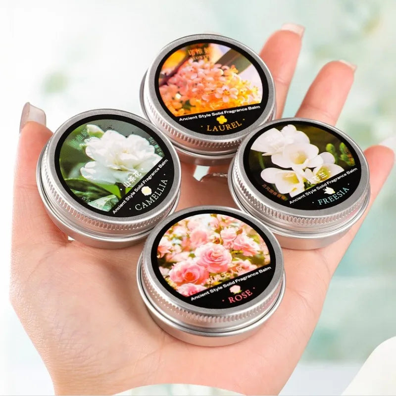 4-Pack Chinese Solid Perfume Set,Long-Lasting Light Fragrance for Men & Women,Fragrance Balm Ideal for Gifting&Travel Friendly