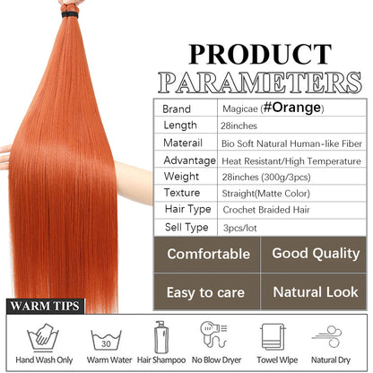 28â€ Ombre Blonde Twist Crochet Braiding Hair Extensions High Temperature Straight Hair Bundle Synthetic Pony Tail Hair For Women