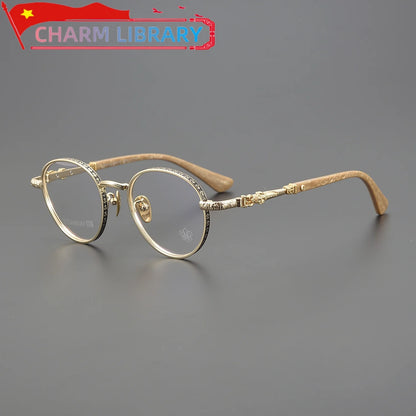 Eyeglass Frame For Women Reading Glasses Designer Luxury Brand Prescription Fashion Titanium Men Retro Round Optical Eyewear