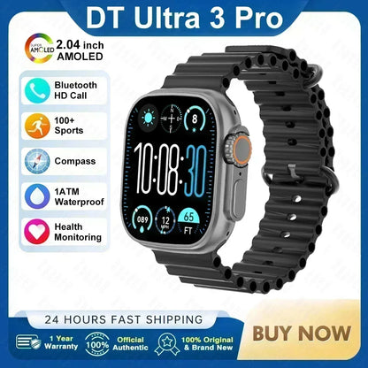 2025 New Original DT Ultra 3 Smart Watch Man 49mm AMOLED 32G ROM Chat GPT NFC Compass BT Call Sport GPS Track Sports Watch Women