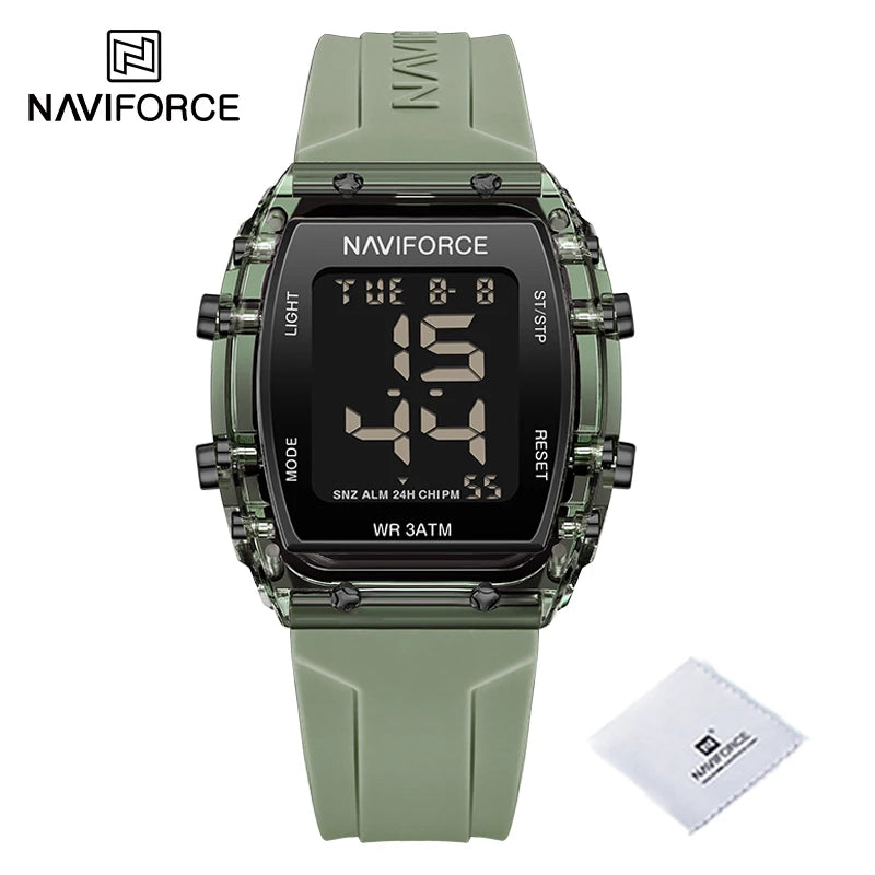 NAVIFORCE Watches for Woman LCD Digital Movement Female Clock Fashion 50m Waterproof Silicone Band Sport Electronic Wristwatches