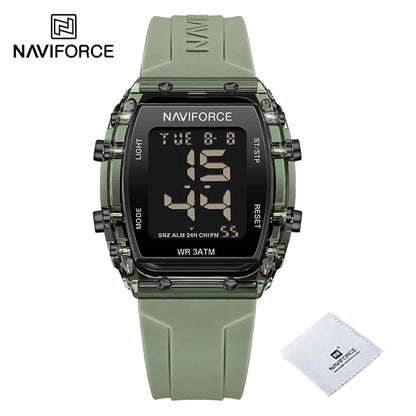 NAVIFORCE Watches for Woman LCD Digital Movement Female Clock Fashion 50m Waterproof Silicone Band Sport Electronic Wristwatches