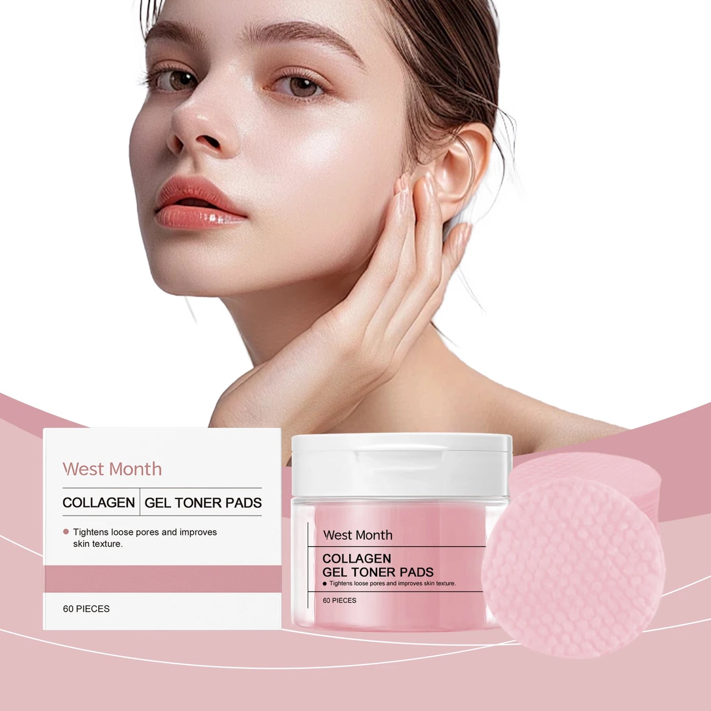 WEST MONTH Collagen Pad Face Brightening Deep Moisturizing Gentle Skin Care Improving Skin Elasticity Firming Cleansing Gasket