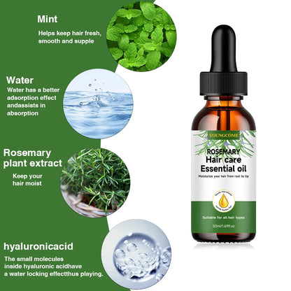 YOUNGCOME Rosemary hair care essential oil, Nourishes Improves Frizz Prevents Hair Loss Hair Care Scalp Treatment Anti Dandruff