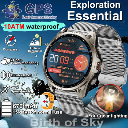 2025 New Premium GPS Smart Watches Outdoor Altimeter Barometer AMOLED Screen Built-in GPS Compass Military Sports Smartwatch Men
