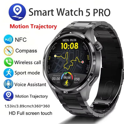 Watch 5 PRO Smart Watch Men Watch 5 AMOLED HD Screen Bluetooth Call GPS Trajectory NFC Heart Rate Compass SmartWatches 2024 New