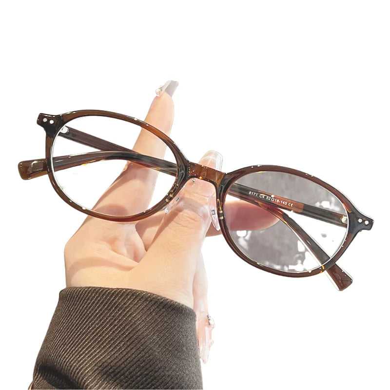 JAEVAR Retro Oval Glasses Frame Ultra Light Oval Women's Glasses Frame TR90 Anti Blue Light Optical Prescription Frame 8171
