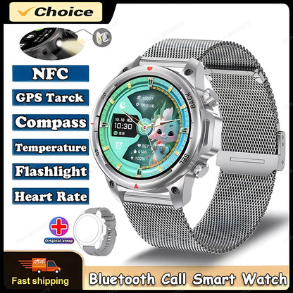New GPS Sports Smart Watch Men 2025 AMOLED HD Screen Heart Rate NFC Watches Bluetooth Call Waterproof smartwatch For Android iOS
