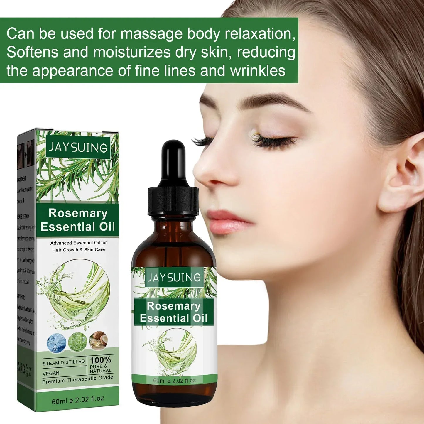 Rosemary Essential Oil For Hair Growth Scalp Damage Treatment Baldness Nourishment Repair Liquid Hair Thicken Care Serum 60ml