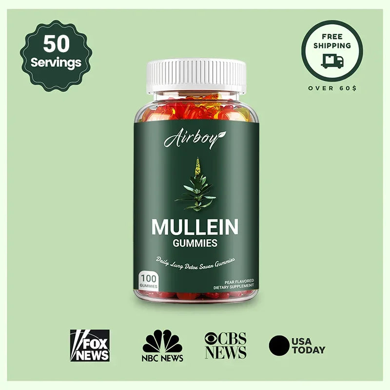 Mullein Gummies - Supports Respiratory Health, Maintains Lung Health, Aids Digestion, and Boosts Immunity