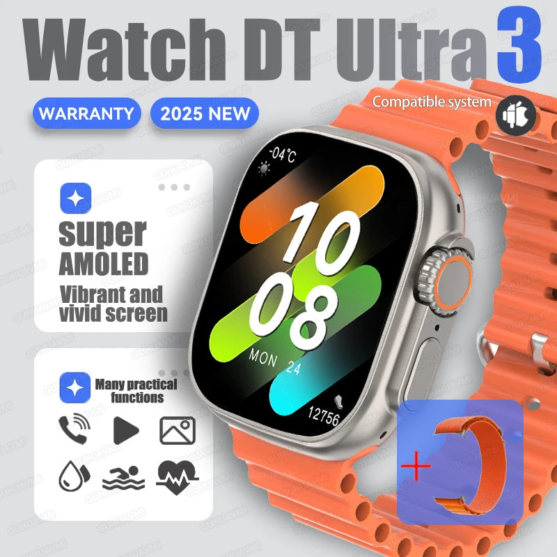 2025 New Original Watch DT Ultra 3 Pro Smart Watch Men Google Map NFC GPS Tracker HD BT Call IP68 Waterproof Smart Watches Women