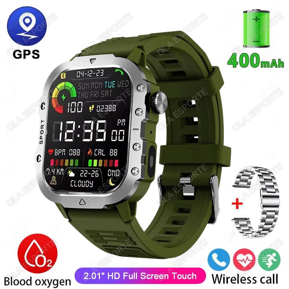 New Military GPS Smart Watch Men Flashlight Waterproof Outdoor Sport Tracker Bluetooth Call Smartwatch Man Women For Android IOS