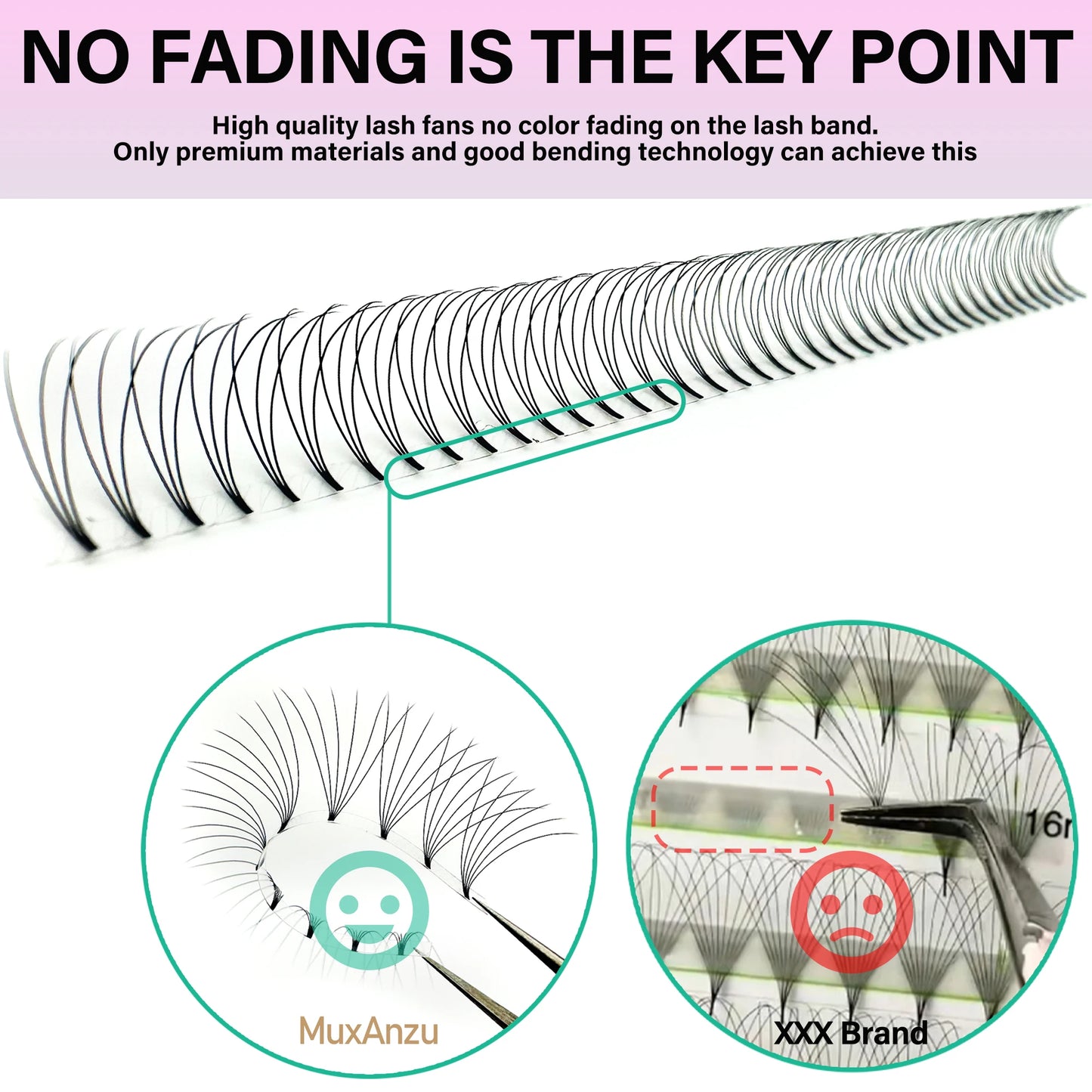 MuxAnzu Eyelash Extension Premade Lash Fans Short Stem Ultra Dark Black 3D/4D/5D/6D Makeup Wide Russian Volume cils