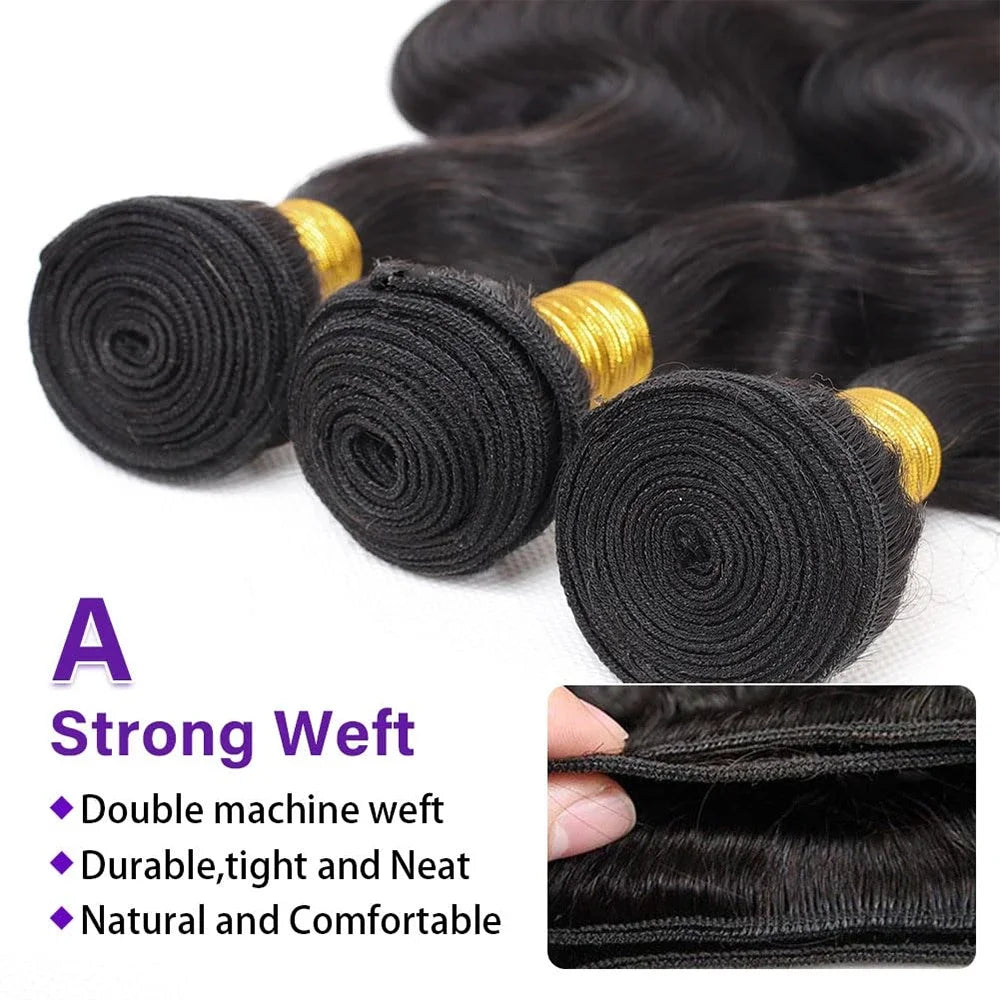 32 40 Inch 100% Unprocessed Brazilian Body Wave Human Hair Bundles Deal Natural Hair Body Wave 3/4 Bundles Hair Weave Extensions