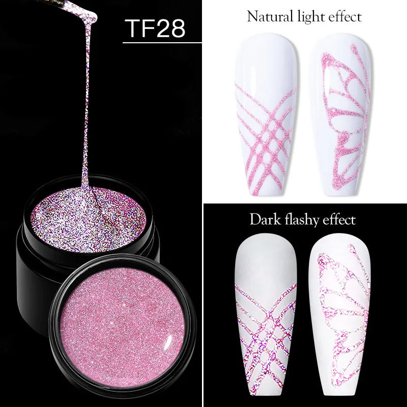 Spider Wire Drawing Gel Nail Polish Black White Spider Web Gel Nail Art Design Painting Liner Gel Semi Permanent Nails Varnish