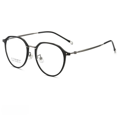 YIMARUILI New Retro Round Women's Glasses Ultralight Titanium Alloy Fashion TR90 Optical Prescription Eyeglasses Frame Men 82007