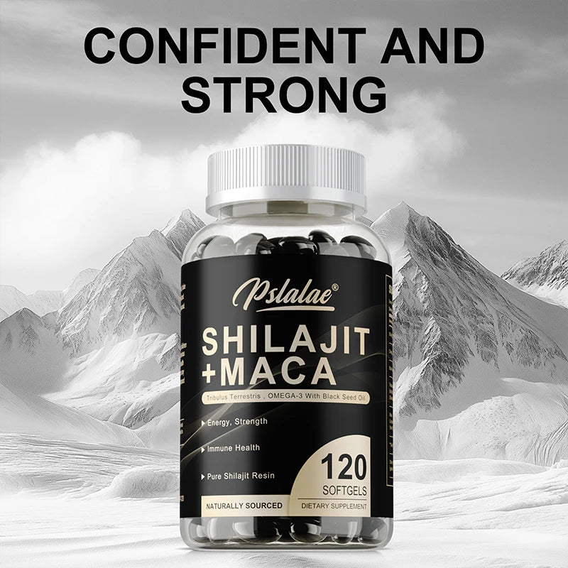 Shilajit + Maca Capsules - Contains Black Seed Oil To Support Immune and Kidney Health, Boost Metabolism and Increase Energy