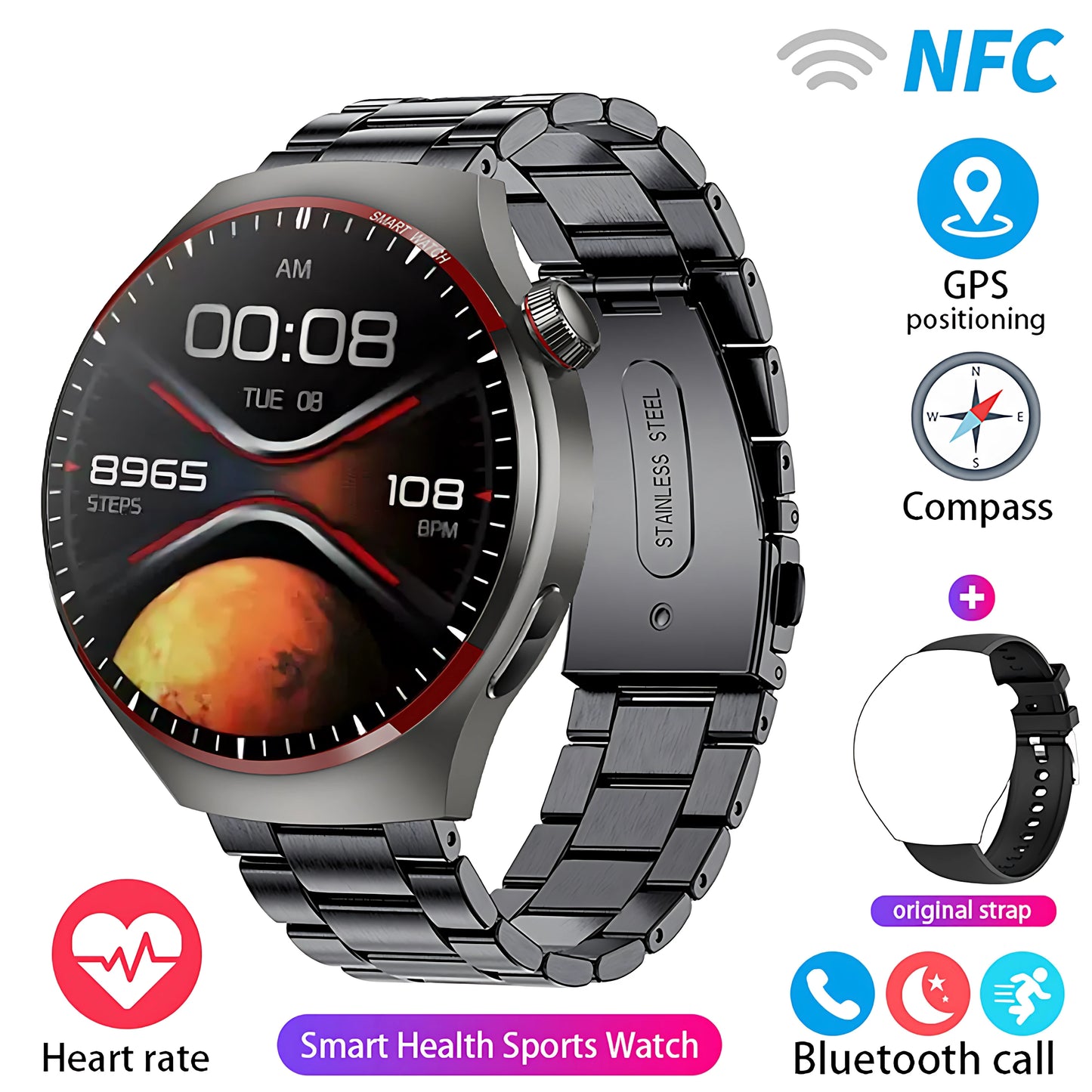 Watch 4Pro NFC GPS Smart Watch 360*360 HD Screen Heart rate Games Blood oxygen SmartWatch IP68 waterproof Sport Watches 2025 New