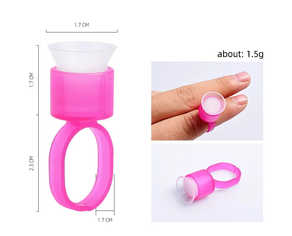 100/50/10PCS Tattoo Ink Ring Cups Microblading Pigment Ring Cap With Sponge Plastic Tattoo Tool Permanent Makeup Accessories