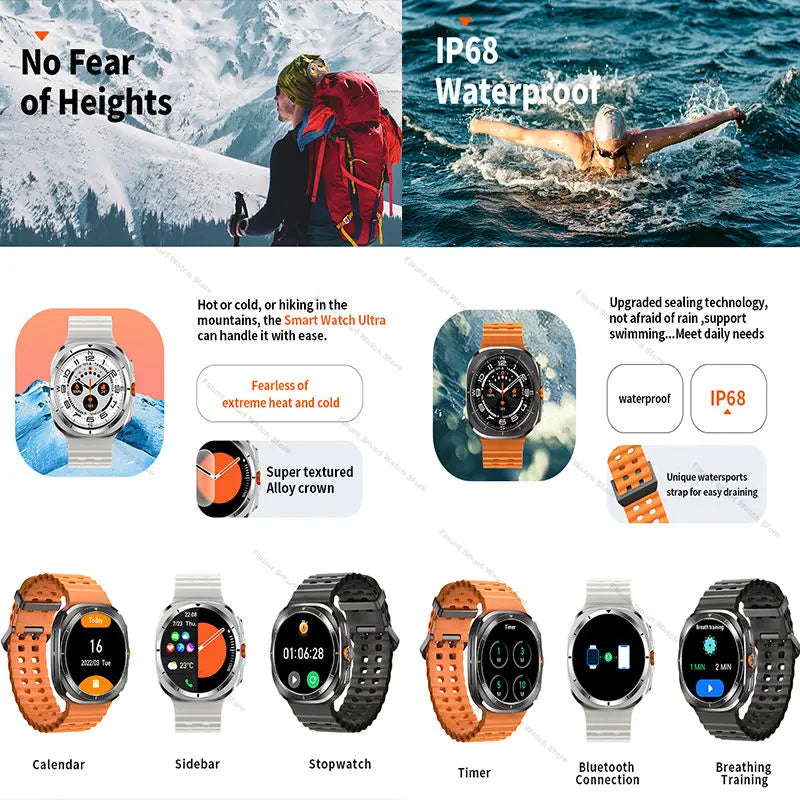 2025 New Watch Ultra Official Original Smartwatch 47mm AMOLED ChatGPT GPS NFC Compass Clock Bluetooth Call Smart Watch Men Women