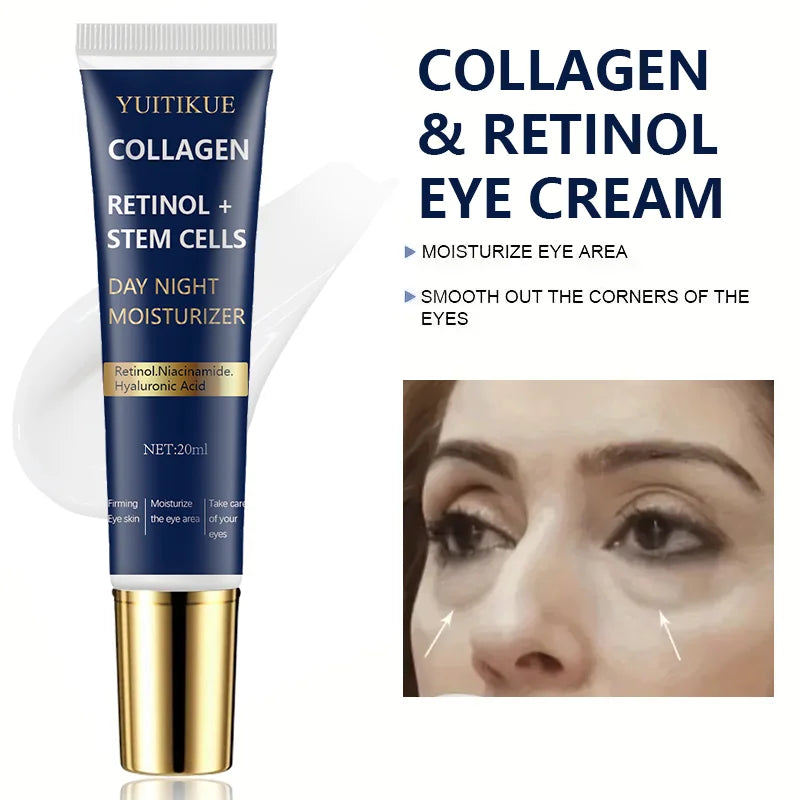Collagen Retinol + Stem Cells Eye Cream w/ Niacinamide & Hyaluronic Acid - Day & Night Moisturizer, Firms & Smooths Eye Area