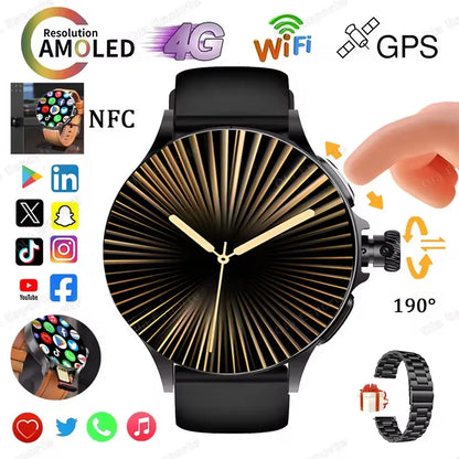 2025 New GT200 Smart Watch Men Women AMOLED Display 4G+32G GPS HD Camera Video Call NFC 4G SIM Card Smartwatch For Android IOS